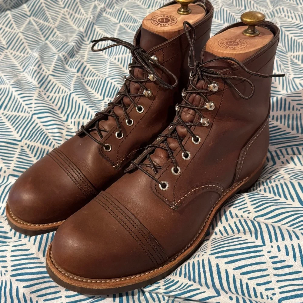 Men's Brown Leather Lace-Up Cap-Toe Boots